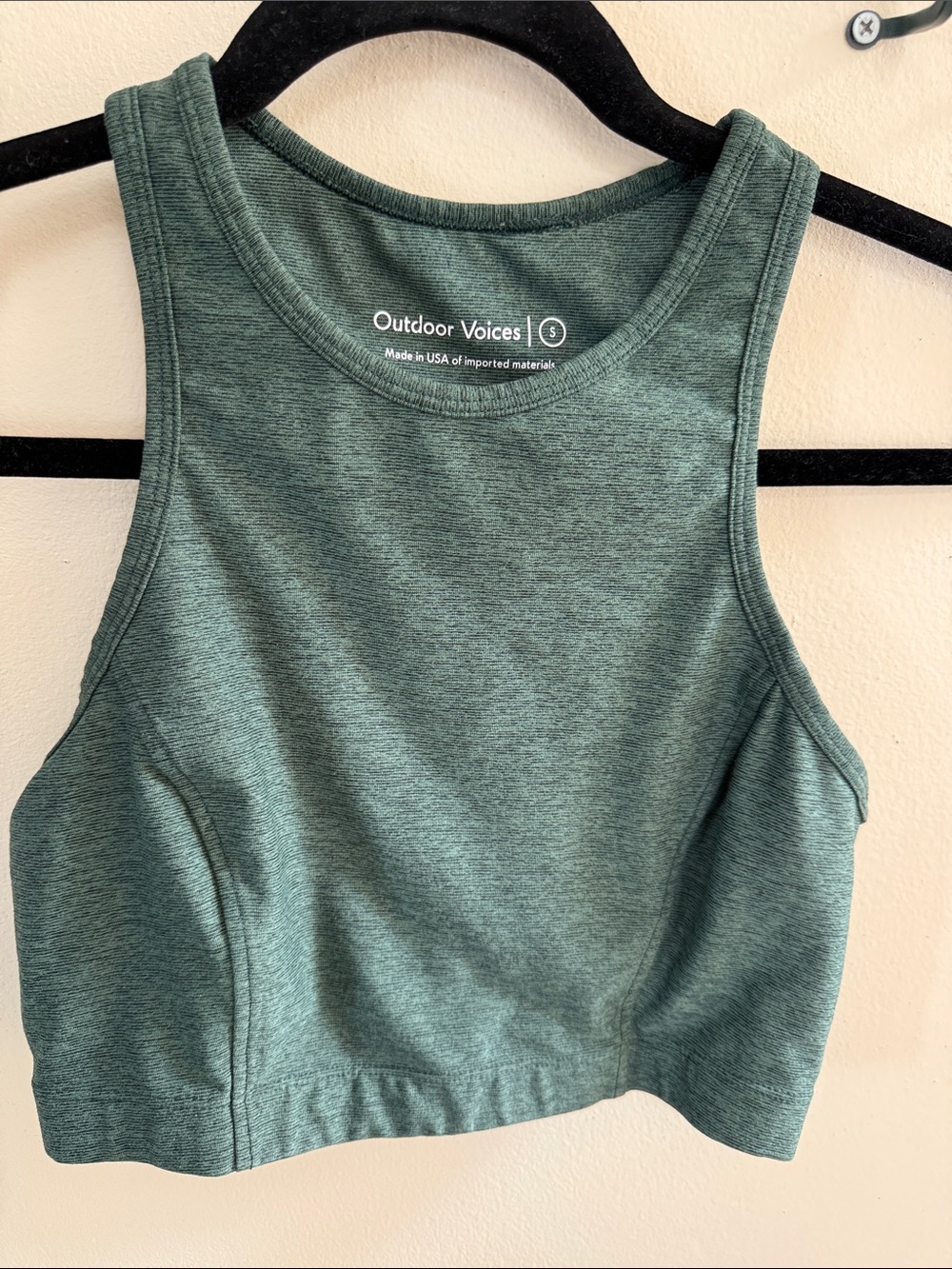 Outdoor Voices Heathered Green Racerback Crop Tank
